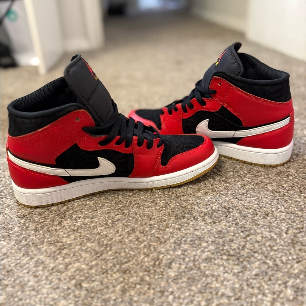 Nike Red and Black Sneakers with White Swoosh - Picture 2 of 6